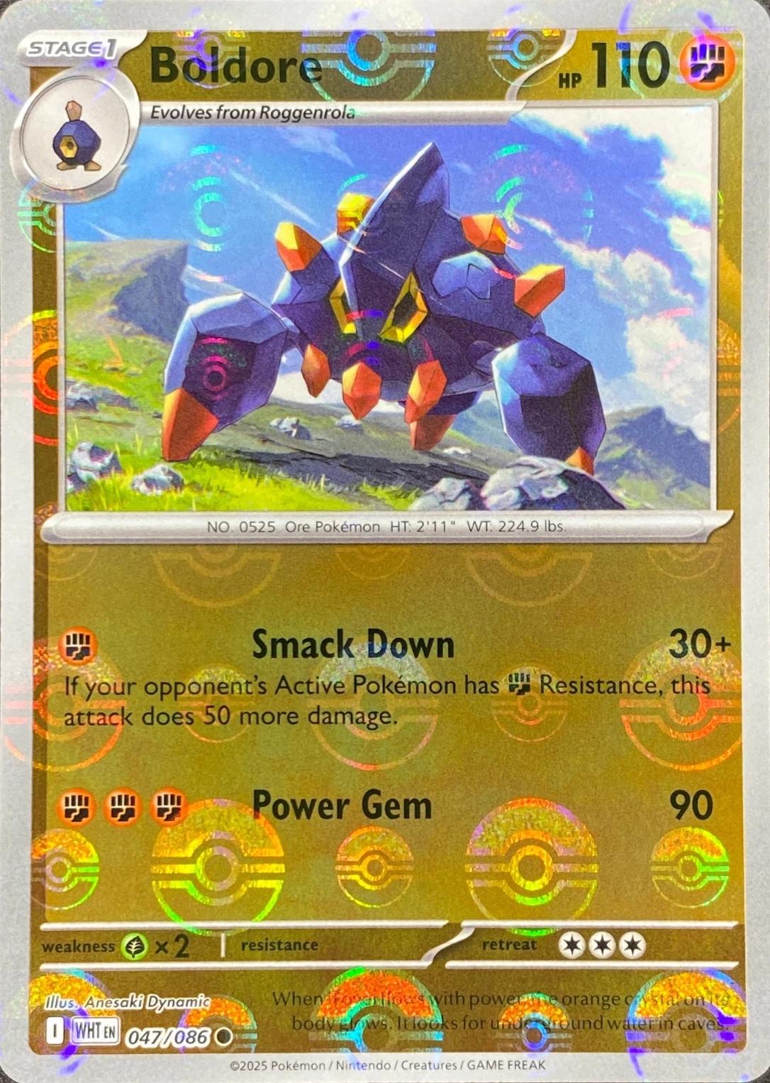 White Flare Boldore [Poke-Ball] Pokémon card